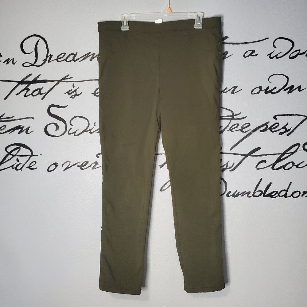 Skye's The Limit Olive Green Pull On Stretch Pants Ponte Slacks, 14